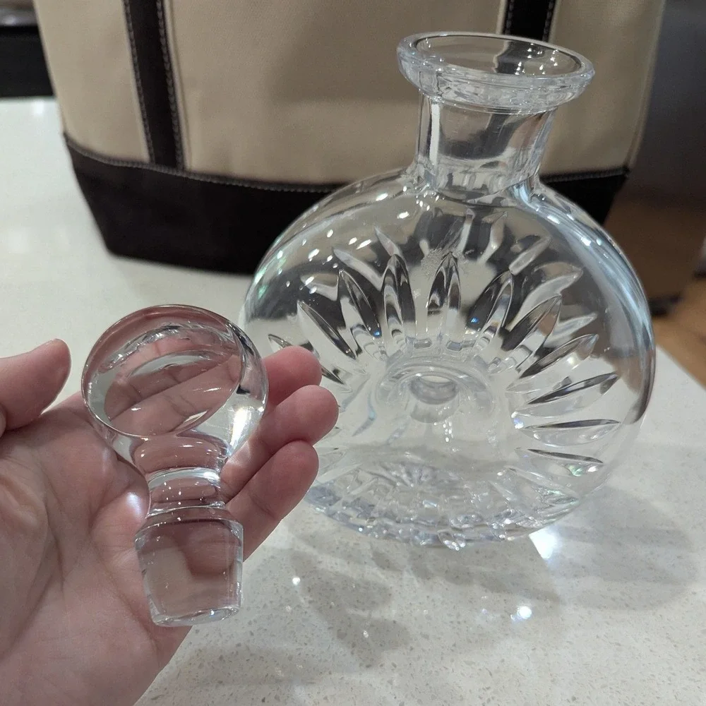 Atlantis Decanter Clear Crystal Sunburst Donut Shape with Stopper